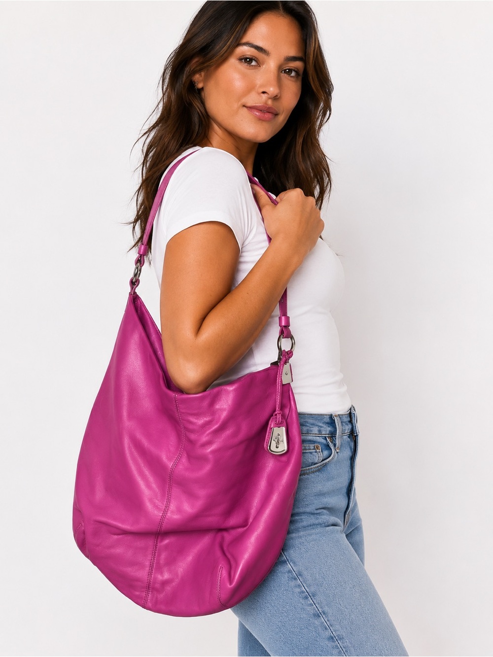 NWOT Cole Haan Magenta Leather Shoulder Hobo Bag NWOT